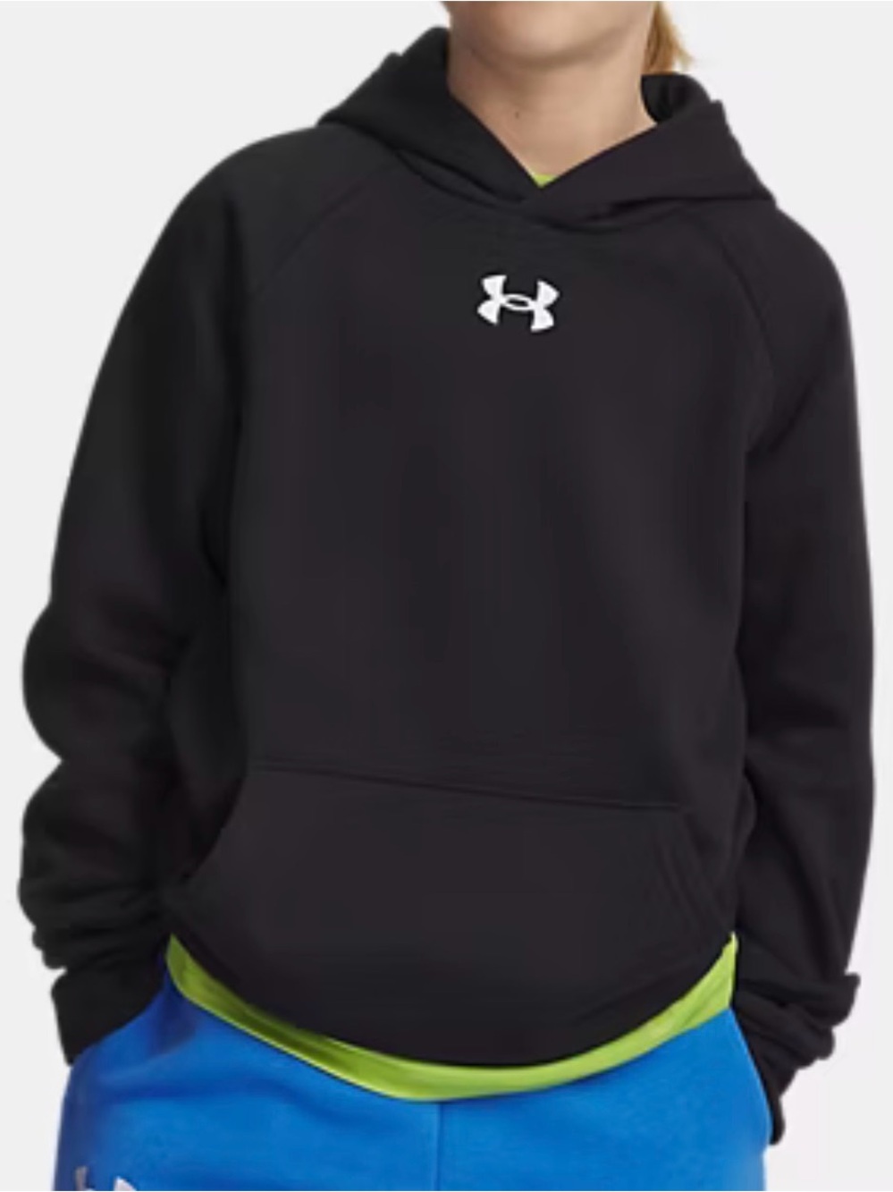 Under Armor Youth Hustle Fleece Hooded Sweatshirt Black Size S(6/7) New